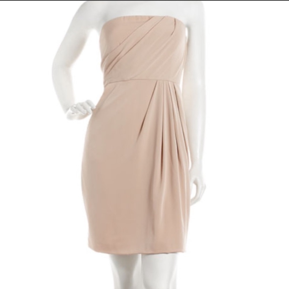 Theory | Jalena Nude Blush Silk Strapless Dress | Size 4